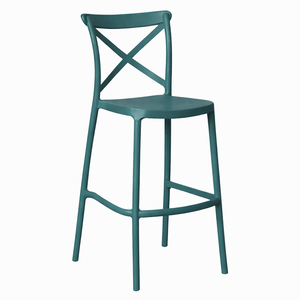 Sgabello alto da bar in plastica polipropilene verde petrolio sprint h 75 cm.